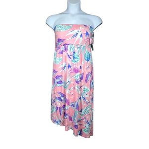 Soma Womens Pink Icing Pastel Petals Asymmetrical Midi Dress Size XL NWT